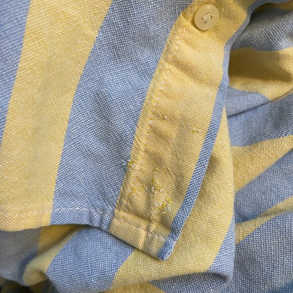 Vintage 90's 100% Cotton Cambridge Classics Yellow & Blue Striped Button Down - Picture 10 of 10